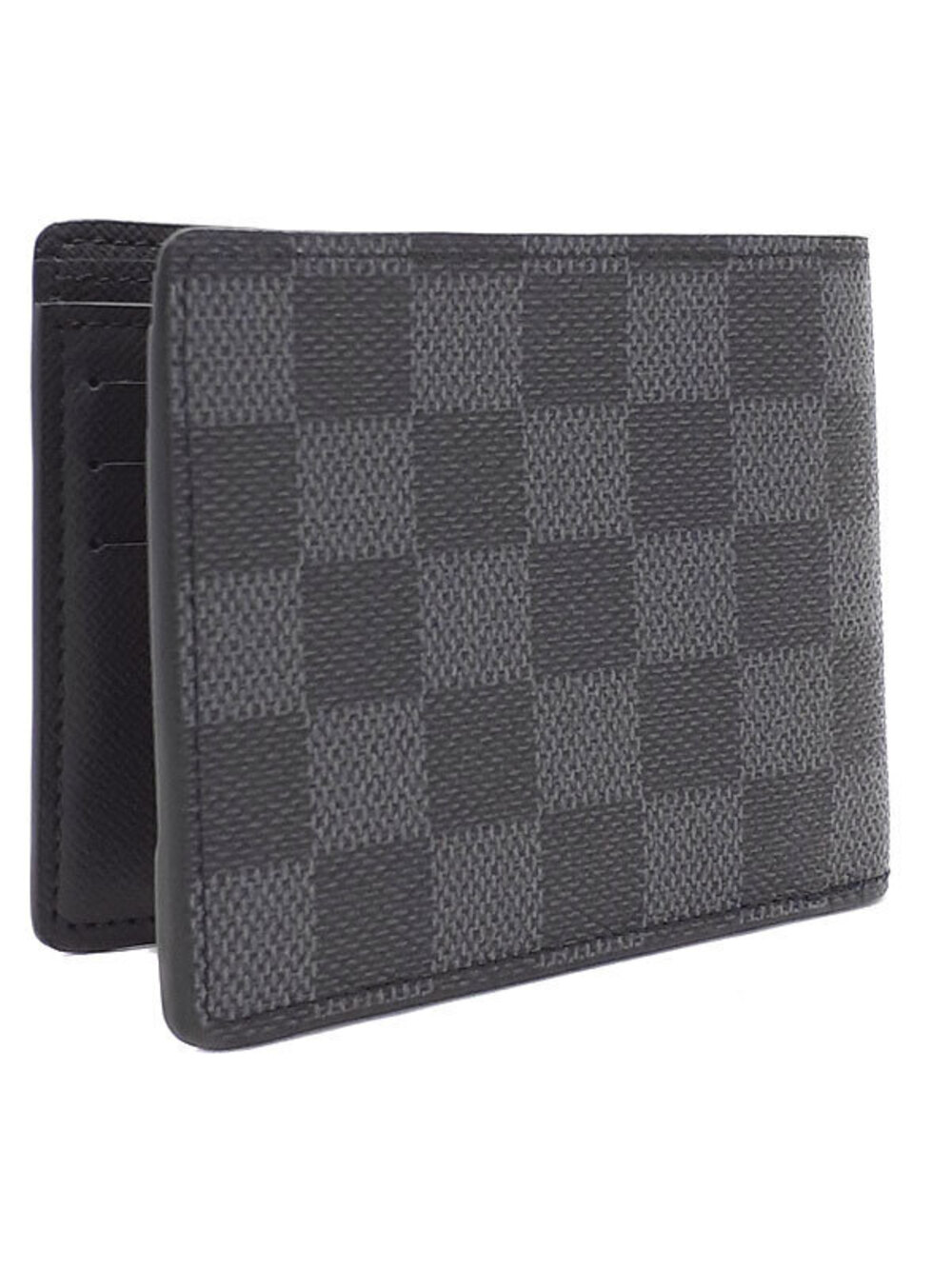Louis Vuitton Damier Bi Black Portefeuille Multiple Graphite fold Wallet Black